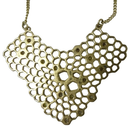 Chloe Honeycomb Gold Statement Necklace - Picture 6 of 6